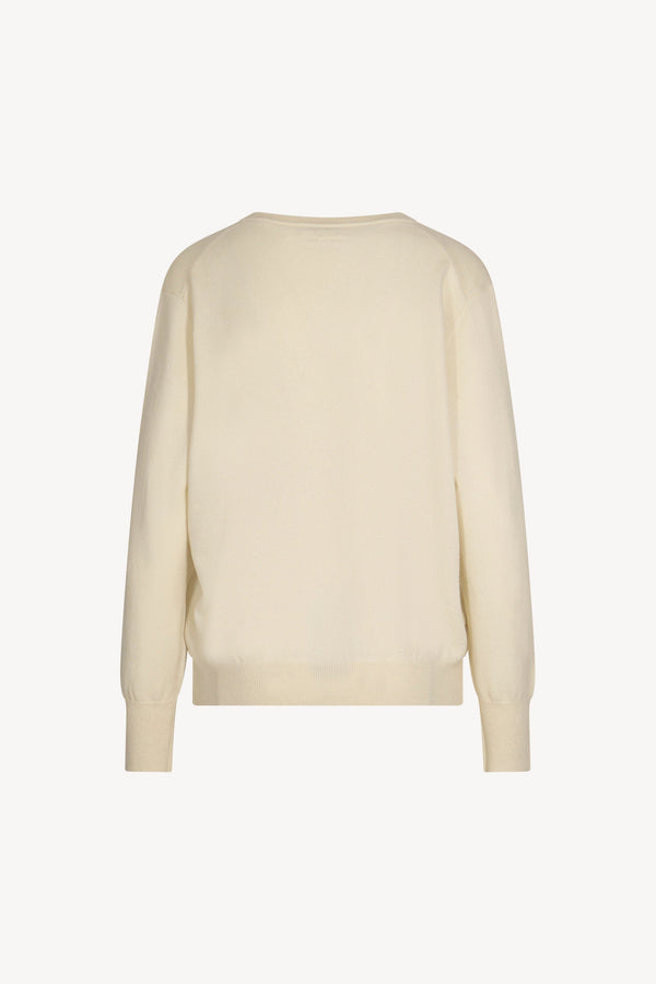 Ivory Pure Cashmere V-neck Pullover
