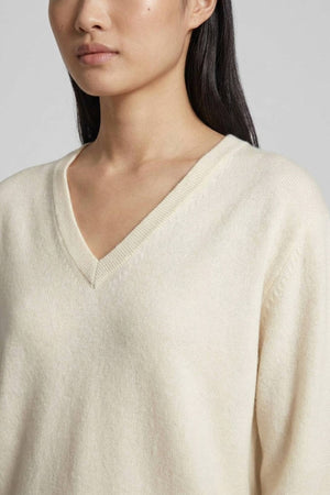 Ivory Pure Cashmere V-neck Pullover