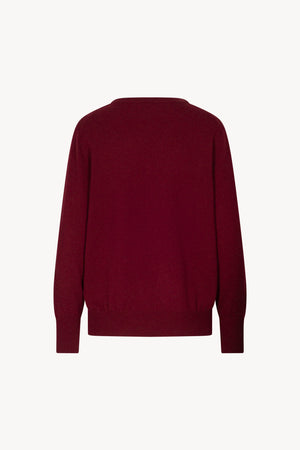 Dark Red Pure Cashmere V-neck Pullover