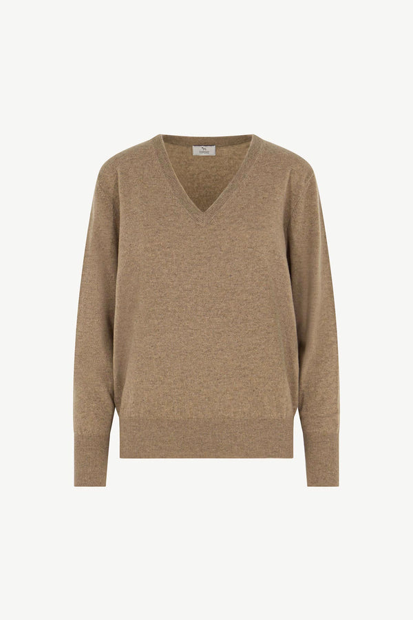 Pullover Scollo a V in Puro Cashmere Dune
