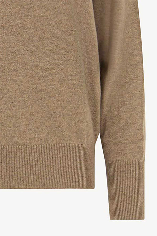 Pullover Scollo a V in Puro Cashmere Dune
