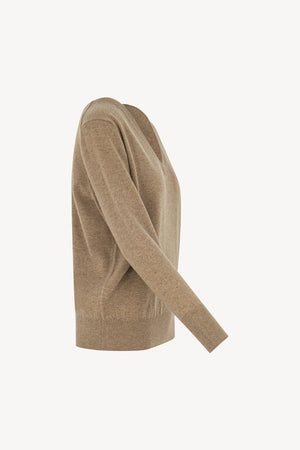 Pullover Scollo a V in Puro Cashmere Dune