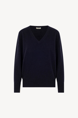 Pullover Scollo a V in Puro Cashmere Notte