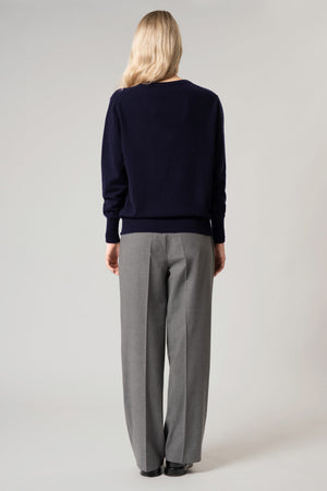 Pullover Scollo a V in Puro Cashmere Notte