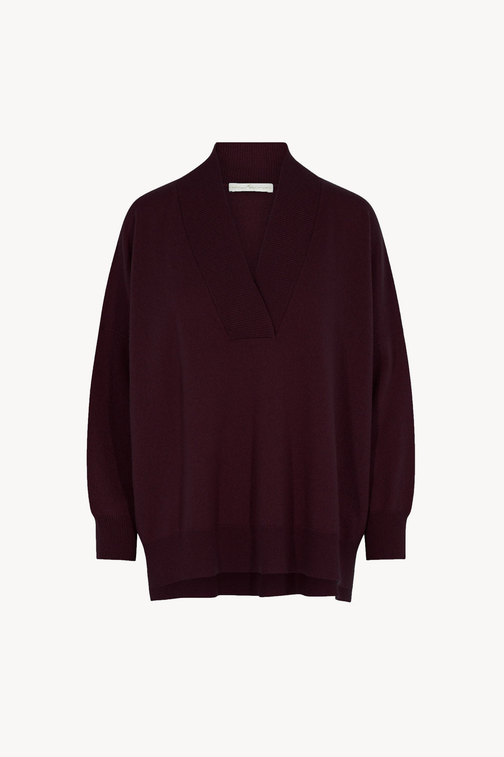 Maglia Over Collo a Scialle in Puro Cashmere Acero