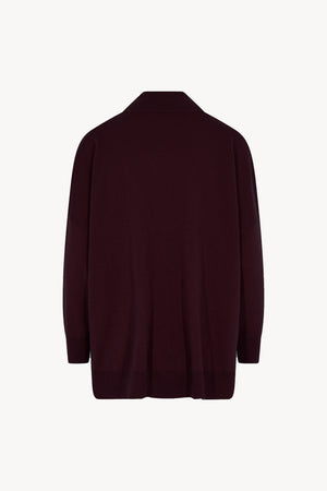 Maglia Over Collo a Scialle in Puro Cashmere Acero