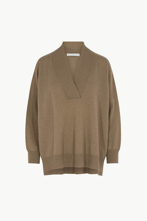 Maglia Over Collo a Scialle in Puro Cashmere Dune