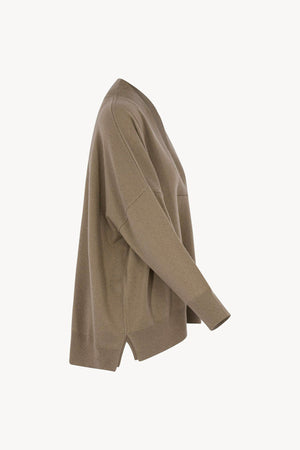 Maglia Over Collo a Scialle in Puro Cashmere Dune