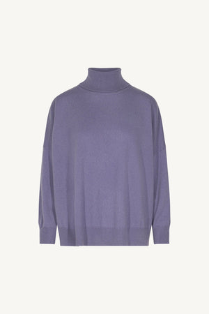 Mauve Pure Cashmere Oversized Turtleneck Sweater