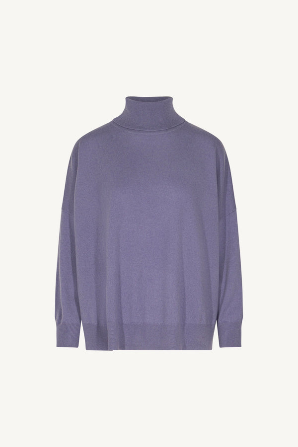 Mauve Pure Cashmere Oversized Turtleneck Sweater