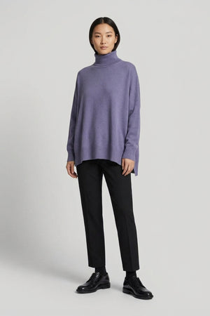 Mauve Pure Cashmere Oversized Turtleneck Sweater