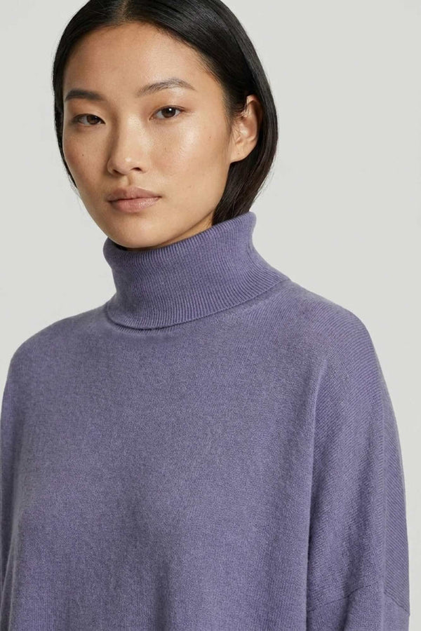 Mauve Pure Cashmere Oversized Turtleneck Sweater