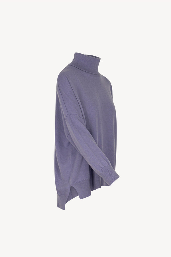 Mauve Pure Cashmere Oversized Turtleneck Sweater