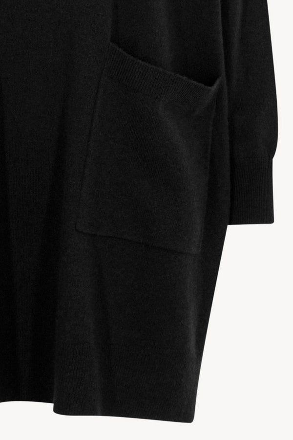 Dolcevita Maxi con Tasca in Puro Cashmere Nero