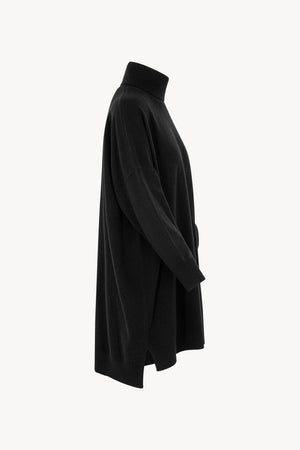 Dolcevita Maxi con Tasca in Puro Cashmere Nero