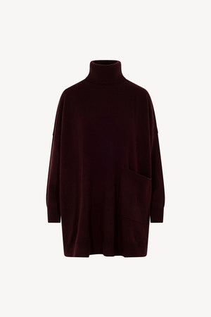 Dolcevita Maxi con Tasca in Puro Cashmere Acero