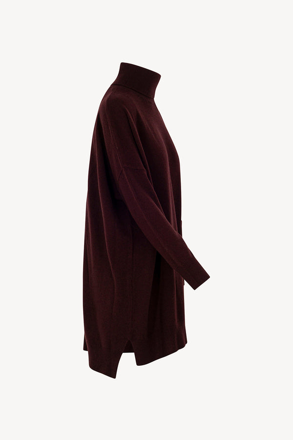 Dolcevita Maxi con Tasca in Puro Cashmere Acero