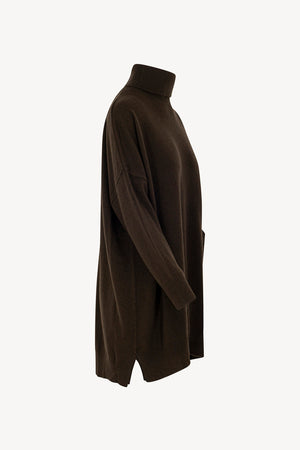 Dolcevita Maxi con Tasca in Puro Cashmere Mocha