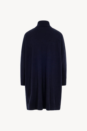 Dolcevita Maxi con Tasca in Puro Cashmere Notte