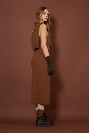 Abito Sottoveste in Puro Cashmere Terracotta