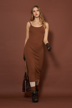 Abito Sottoveste in Puro Cashmere Terracotta