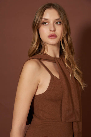 Abito Sottoveste in Puro Cashmere Terracotta