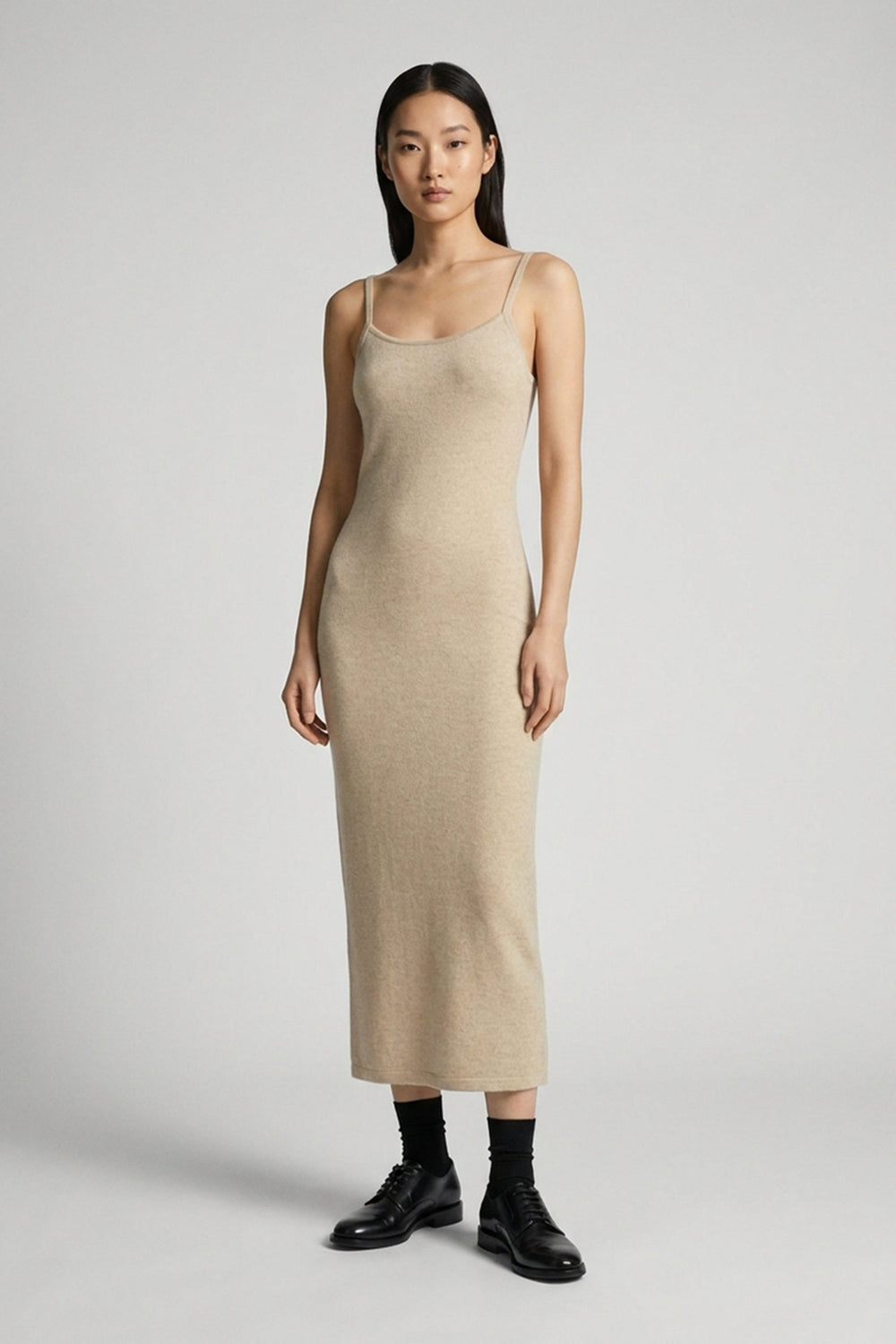 Abito Sottoveste in Puro Cashmere Avena