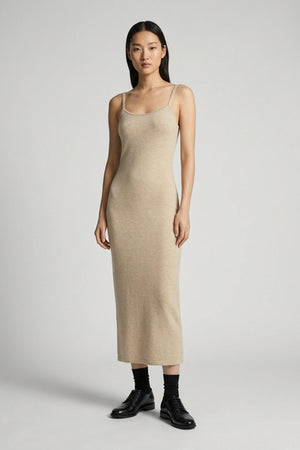Abito Sottoveste in Puro Cashmere Avena
