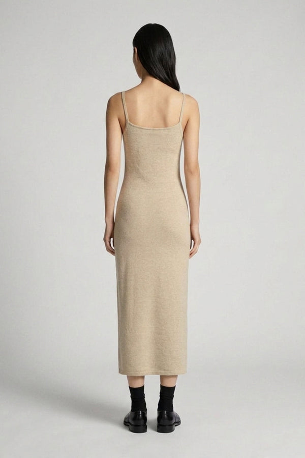 Abito Sottoveste in Puro Cashmere Avena