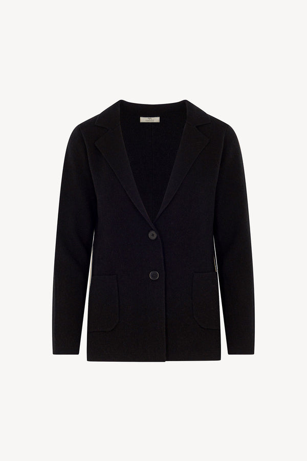 Blazer in Punto Stoffa in Puro Cashmere Nero