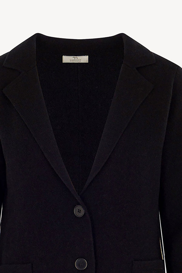 Blazer in Punto Stoffa in Puro Cashmere Nero