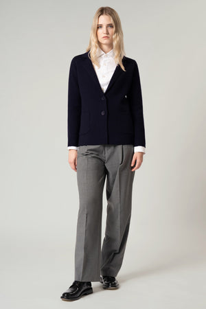 Blazer in Punto Stoffa in Puro Cashmere Nero