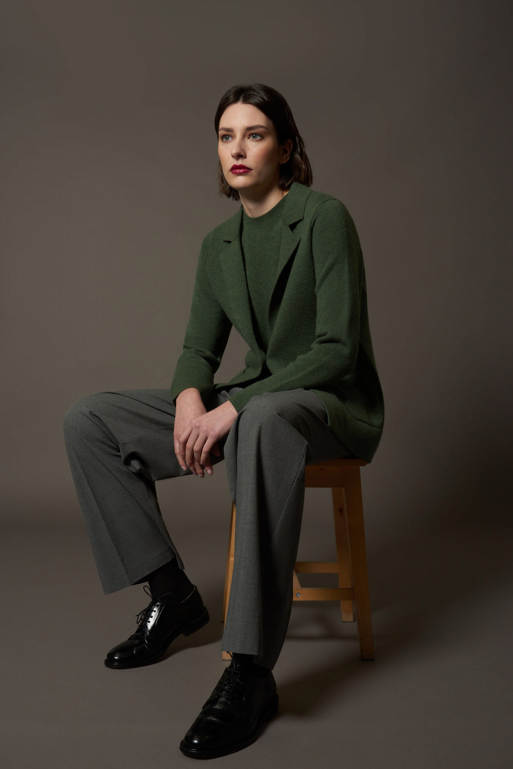 Blazer in Punto Stoffa in Puro Cashmere Loden