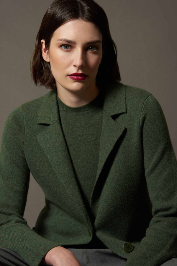 Blazer in Punto Stoffa in Puro Cashmere Loden