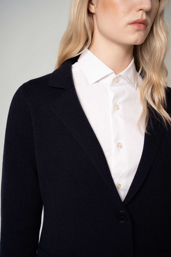 Blazer in Punto Stoffa in Puro Cashmere Notte