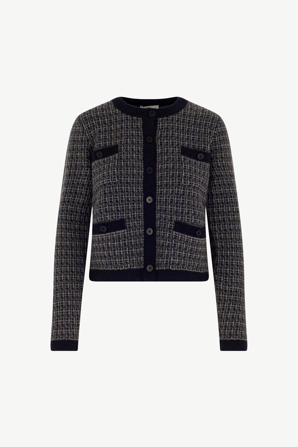 Giacca effetto Tweed in Puro Cashmere Notte