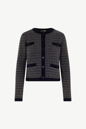 Giacca effetto Tweed in Puro Cashmere Notte