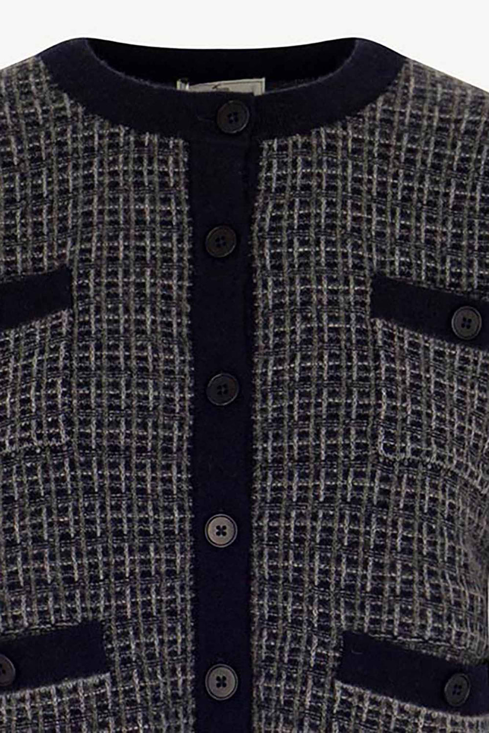 Giacca effetto Tweed in Puro Cashmere Notte