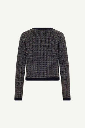 Giacca effetto Tweed in Puro Cashmere Notte
