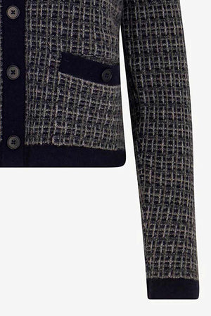 Giacca effetto Tweed in Puro Cashmere Notte