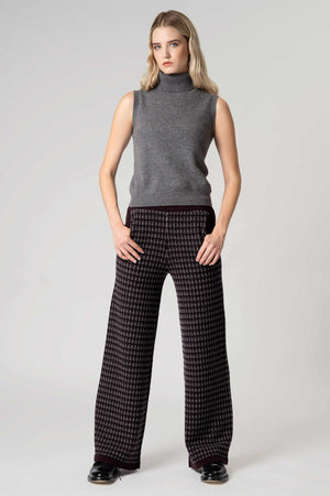 Pantaloni effetto Tweed in Puro Cashmere Acero
