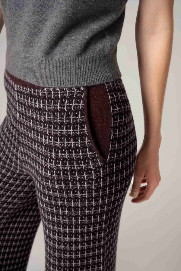 Pantaloni effetto Tweed in Puro Cashmere Acero