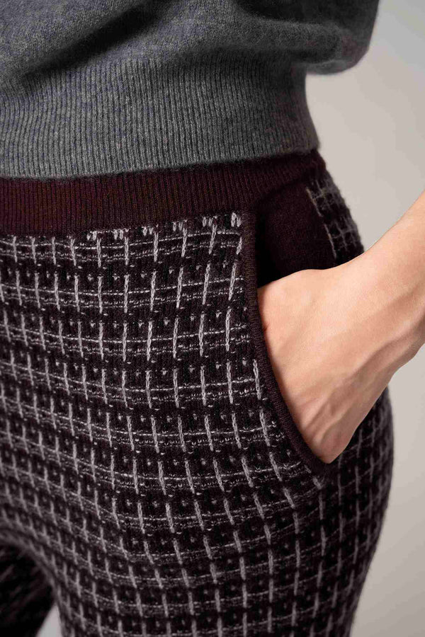 Pantaloni effetto Tweed in Puro Cashmere Acero