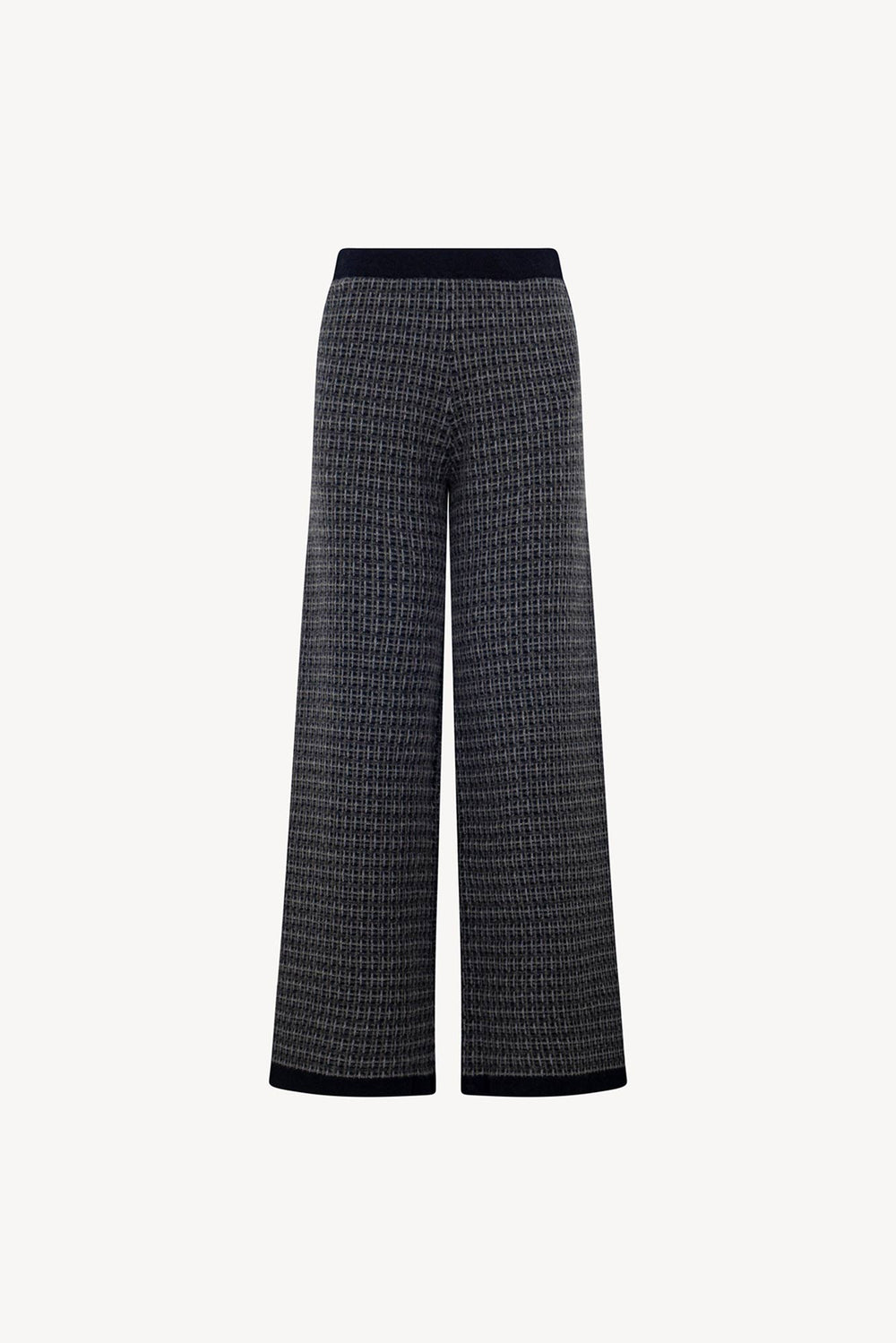 Pantaloni effetto Tweed in Puro Cashmere Notte