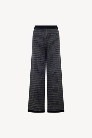 Pantaloni effetto Tweed in Puro Cashmere Notte