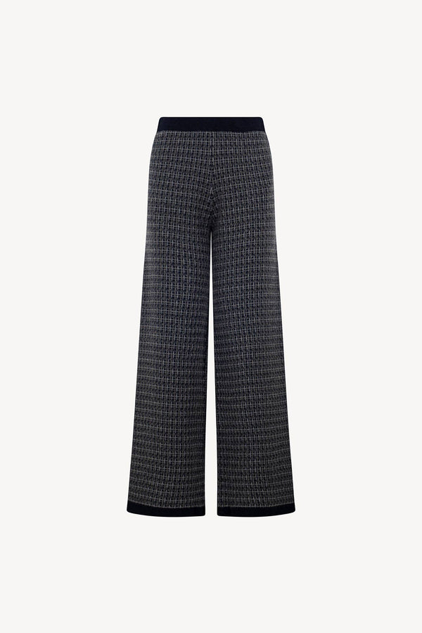 Pantaloni effetto Tweed in Puro Cashmere Notte