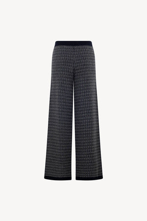 Pantaloni effetto Tweed in Puro Cashmere Notte