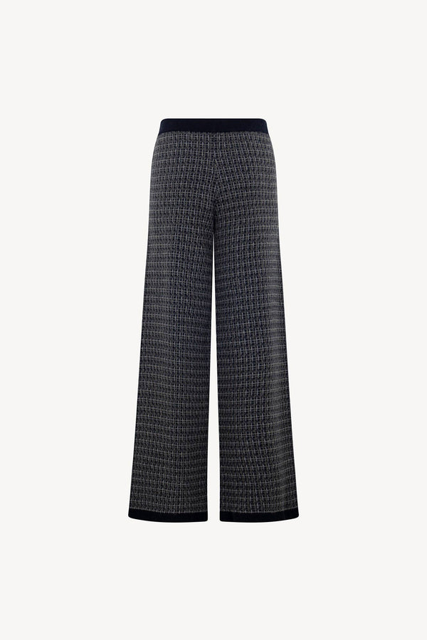 Pantaloni effetto Tweed in Puro Cashmere Notte