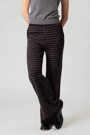 Pantaloni effetto Tweed in Puro Cashmere Notte