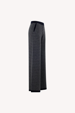 Pantaloni effetto Tweed in Puro Cashmere Notte
